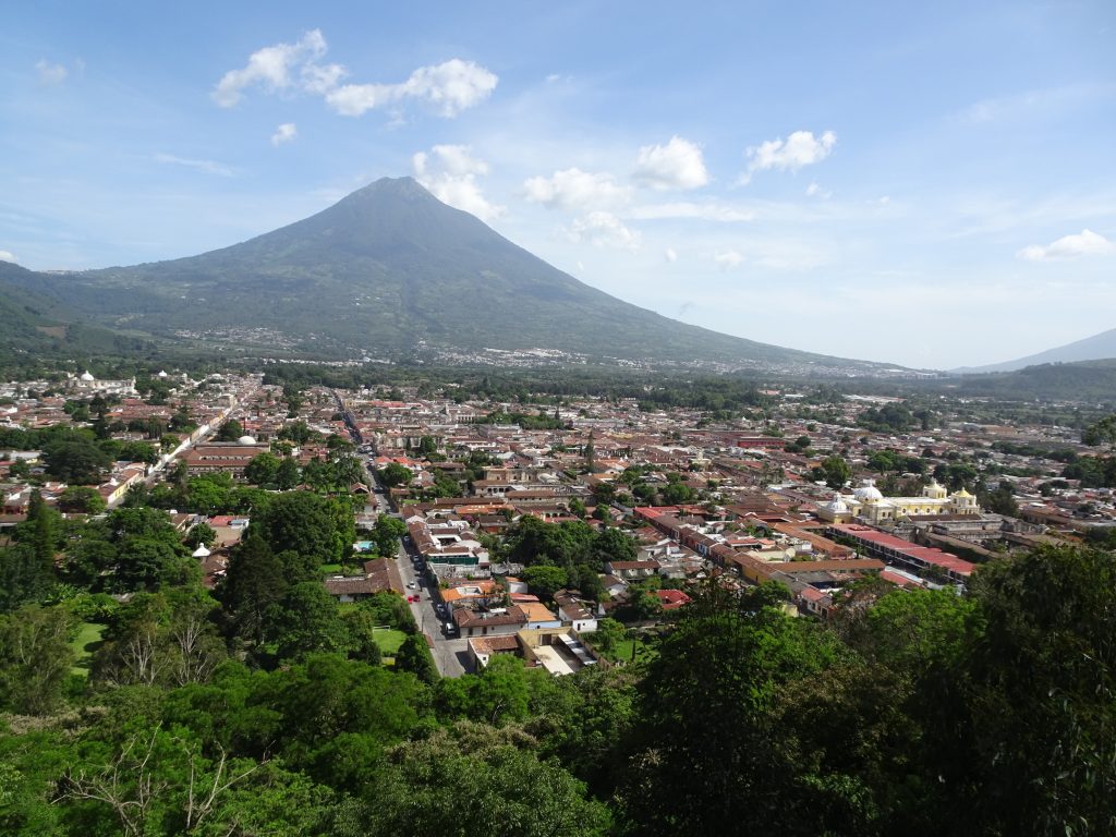 Panoramic view of Antigua Guatemala from Cerro de la Cruz