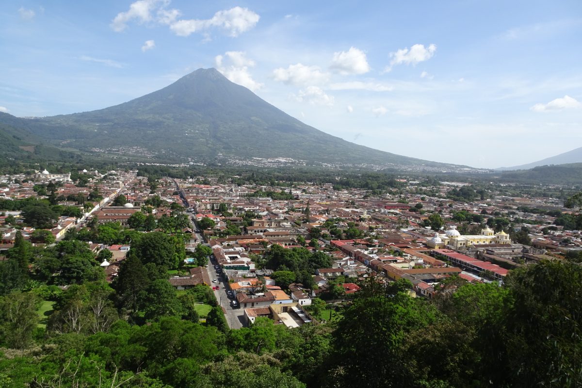 Antigua city view Panoramic view of Antigua Guatemala from Cerro de la Cruz